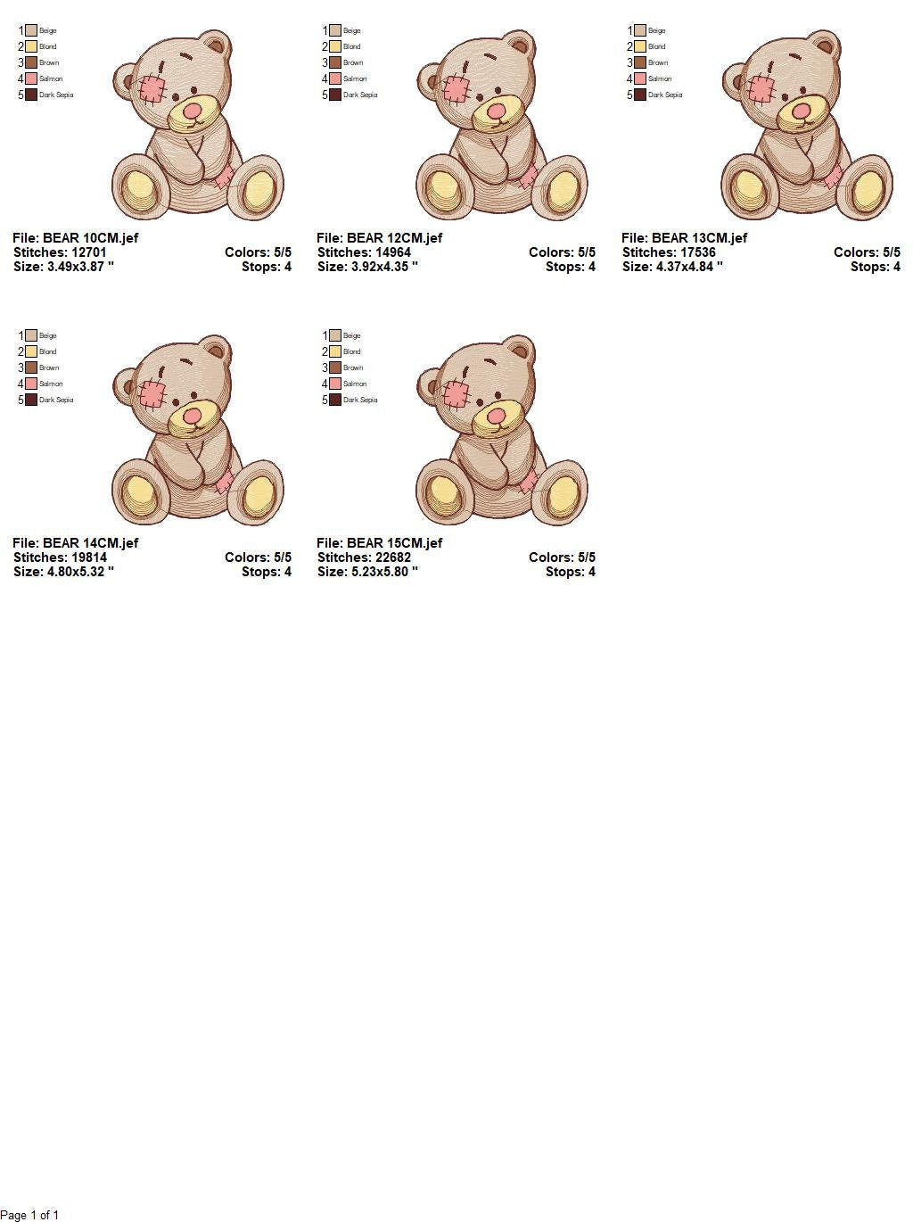 Patched Teddy Bear embroidery designs - Baby boy and girl machine embroidery pattern - Ragged Teddy Bear file - Instant download pes jef dst