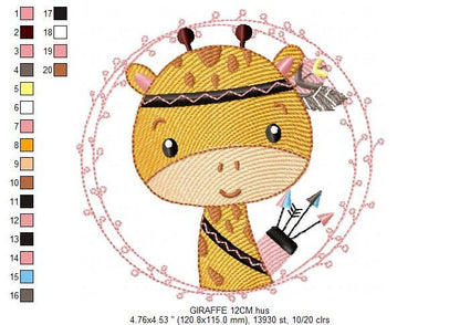 Giraffe embroidery designs - Woodland animals embroidery design machine embroidery pattern - Baby boy embroidery file - instant download pes Marcia Embroidery