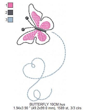 Butterfly embroidery design - Delicate embroidery designs machine embroidery pattern - Mini embroidery file - instant digital download pes