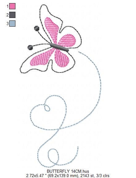 Butterfly embroidery design - Delicate embroidery designs machine embroidery pattern - Mini embroidery file - instant digital download pes