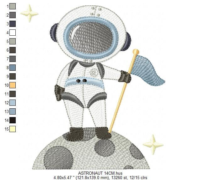 Astronaut embroidery designs - Baby boy embroidery design machine embroidery pattern - instant download - Space embroidery file Moon Flag - Marcia Embroidery