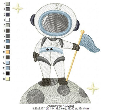 Astronaut embroidery designs - Baby boy embroidery design machine embroidery pattern - instant download - Space embroidery file Moon Flag - Marcia Embroidery