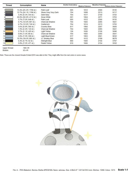 Astronaut embroidery designs - Baby boy embroidery design machine embroidery pattern - instant download - Space embroidery file Moon Flag - Marcia Embroidery
