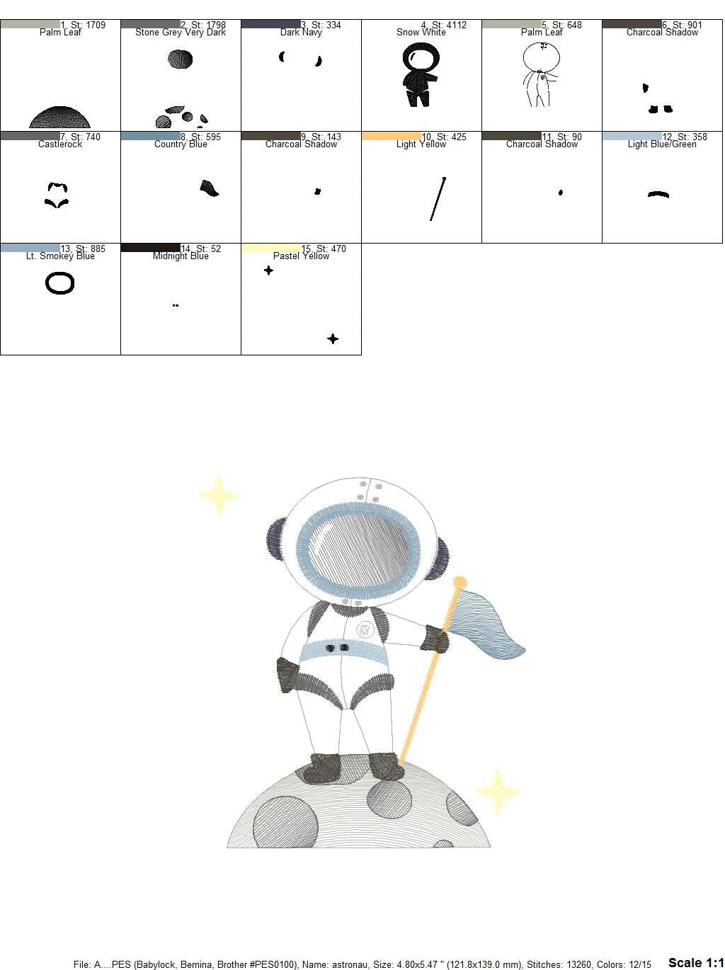 Astronaut embroidery designs - Baby boy embroidery design machine embroidery pattern - instant download - Space embroidery file Moon Flag - Marcia Embroidery