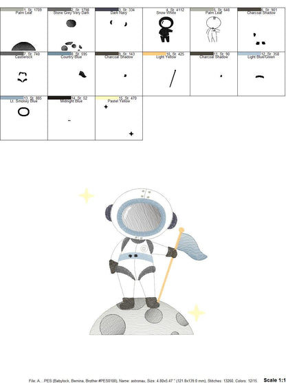 Astronaut embroidery designs - Baby boy embroidery design machine embroidery pattern - instant download - Space embroidery file Moon Flag - Marcia Embroidery