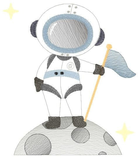 Astronaut embroidery designs - Baby boy embroidery design machine embroidery pattern - instant download - Space embroidery file Moon Flag - Marcia Embroidery