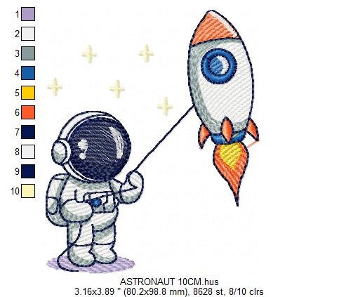 Astronaut embroidery designs - Baby boy embroidery design machine embroidery pattern - instant download - Space embroidery file Star Rocket