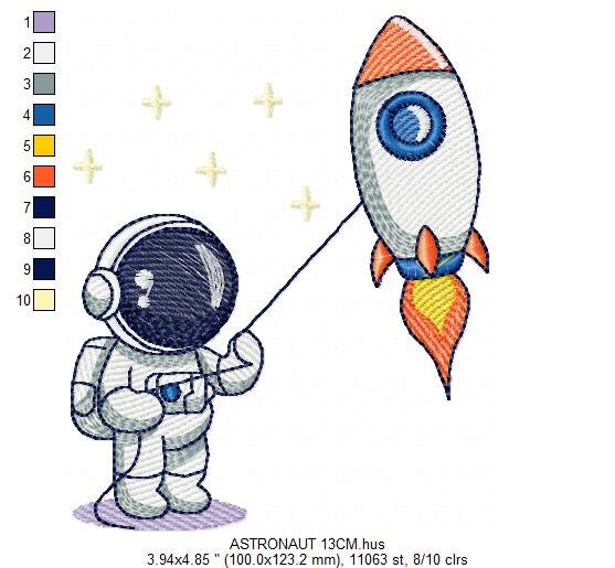 Astronaut embroidery designs - Baby boy embroidery design machine embroidery pattern - instant download - Space embroidery file Star Rocket