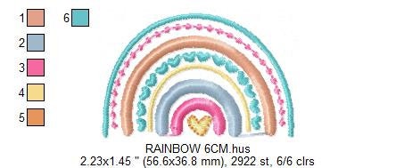 Boho Rainbow embroidery design - Colorful Rainbow embroidery designs machine embroidery pattern - Baby girl embroidery file - Batik hearts