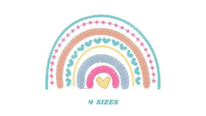 Boho Rainbow embroidery design - Colorful Rainbow embroidery designs machine embroidery pattern - Baby girl embroidery file - Batik hearts