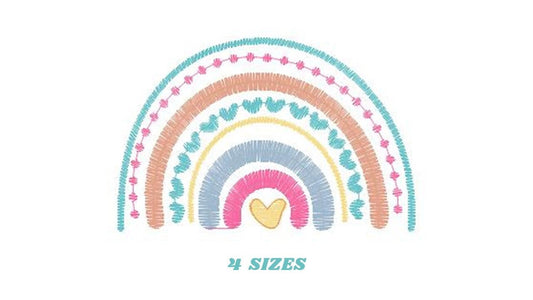 Boho Rainbow embroidery design - Colorful Rainbow embroidery designs machine embroidery pattern - Baby girl embroidery file - Batik hearts