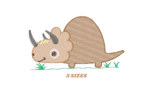 Dinosaur embroidery designs - Dino embroidery design machine embroidery pattern - instant download - Triceratops embroidery file pes jef hus Marcia Embroidery
