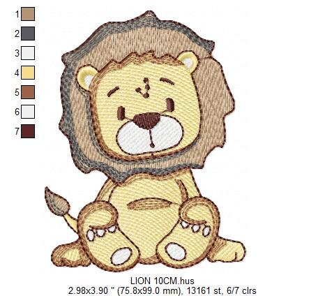 Lion embroidery designs - Safari wild animal machine embroidery pattern - Baby boy file - instant digital download pes jef hus vip dst xxx