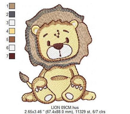 Lion embroidery designs - Safari wild animal machine embroidery pattern - Baby boy file - instant digital download pes jef hus vip dst xxx