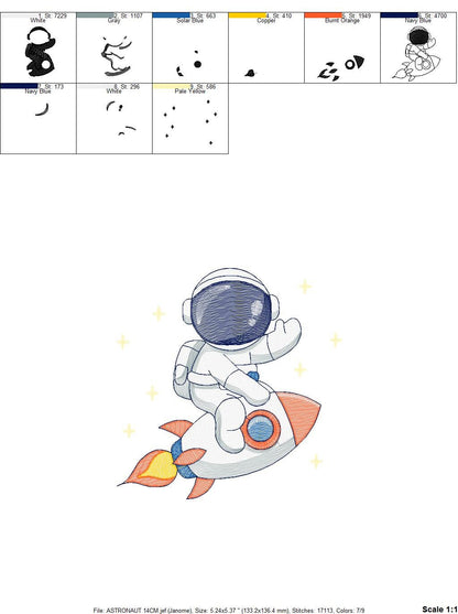 Astronaut embroidery designs - Baby boy embroidery design machine embroidery pattern - instant download - Space Rocket embroidery file pes