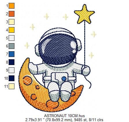 Astronaut embroidery designs - Baby boy embroidery design machine embroidery pattern - instant download - Moon embroidery file Space Earth