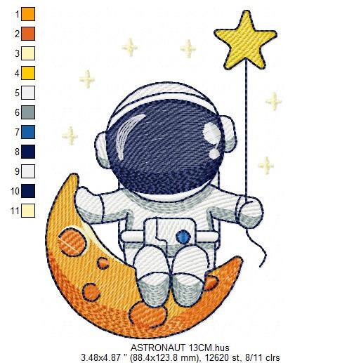 Astronaut embroidery designs - Baby boy embroidery design machine embroidery pattern - instant download - Moon embroidery file Space Earth