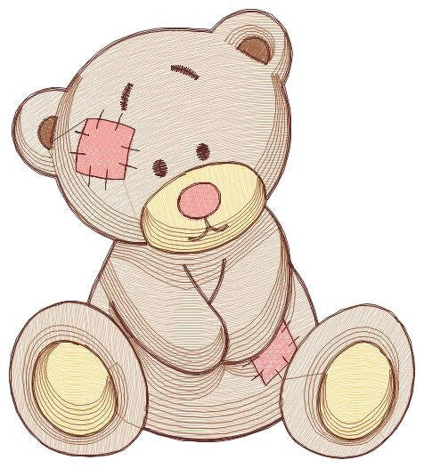 Patched Teddy Bear embroidery designs - Baby boy and girl machine embroidery pattern - Ragged Teddy Bear file - Instant download pes jef dst