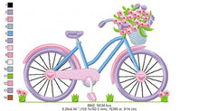 Charger l&#39;image dans la galerie, Bike embroidery designs - Bicycle embroidery design machine embroidery pattern - baby  girl embroidery file - Delicate Bike with flowers jef
