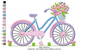 Bike embroidery designs - Bicycle embroidery design machine embroidery pattern - baby  girl embroidery file - Delicate Bike with flowers jef