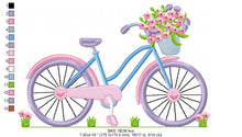 Carica l&#39;immagine nel visualizzatore di Gallery, Bike embroidery designs - Bicycle embroidery design machine embroidery pattern - baby  girl embroidery file - Delicate Bike with flowers jef
