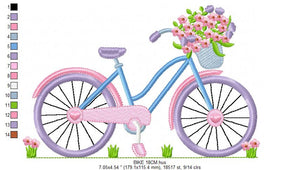 Bike embroidery designs - Bicycle embroidery design machine embroidery pattern - baby  girl embroidery file - Delicate Bike with flowers jef