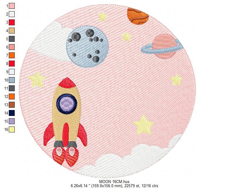 Universe embroidery designs - Rocket embroidery design machine embroidery pattern - instant download - Space embroidery file Astronaut moon