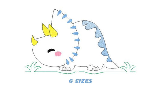 Dinosaur embroidery designs - Dino embroidery design machine embroidery pattern - instant download - Triceratops embroidery file pes jef hus Marcia Embroidery