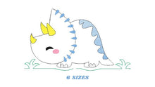 Load image into Gallery viewer, Dinosaur embroidery designs - Dino embroidery design machine embroidery pattern - instant download - Triceratops embroidery file pes jef hus
