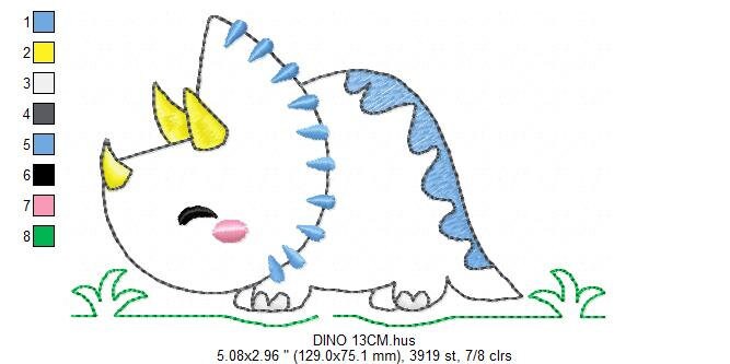 Dinosaur embroidery designs - Dino embroidery design machine embroidery pattern - instant download - Triceratops embroidery file pes jef hus