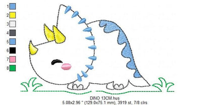 Dinosaur embroidery designs - Dino embroidery design machine embroidery pattern - instant download - Triceratops embroidery file pes jef hus