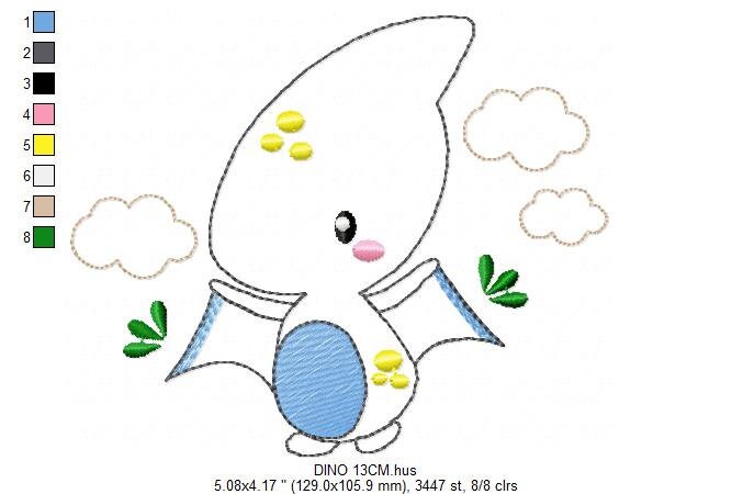 Dinosaur embroidery designs - Dino embroidery design machine embroidery pattern - instant download - Baby boy embroidery file pterodactyl - Marcia Embroidery