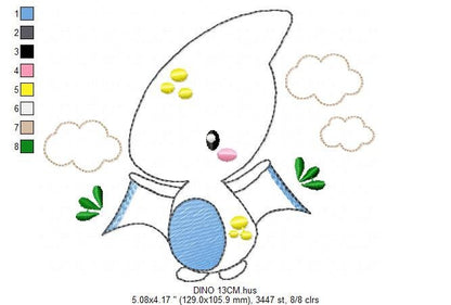 Dinosaur embroidery designs - Dino embroidery design machine embroidery pattern - instant download - Baby boy embroidery file pterodactyl - Marcia Embroidery