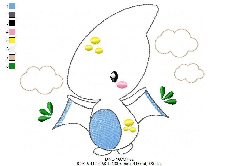 Dinosaur embroidery designs - Dino embroidery design machine embroidery pattern - instant download - Baby boy embroidery file pterodactyl - Marcia Embroidery