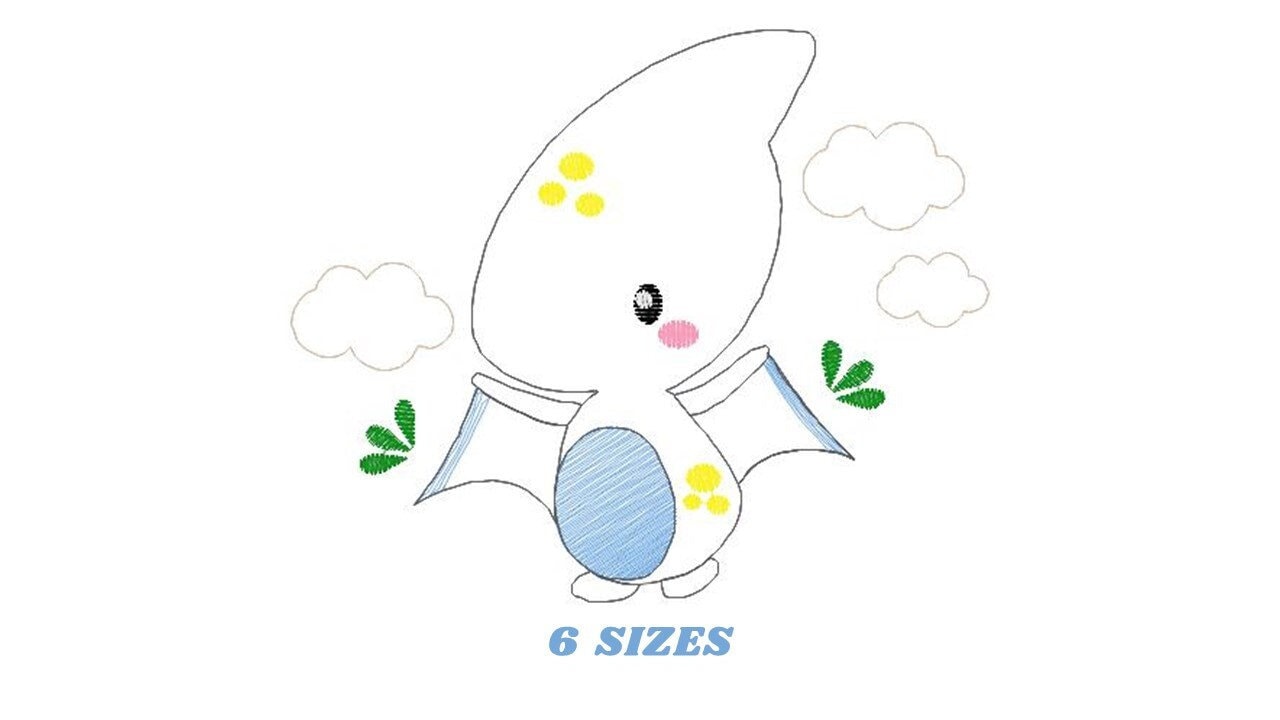 Dinosaur embroidery designs - Dino embroidery design machine embroidery pattern - instant download - Baby boy embroidery file pterodactyl - Marcia Embroidery
