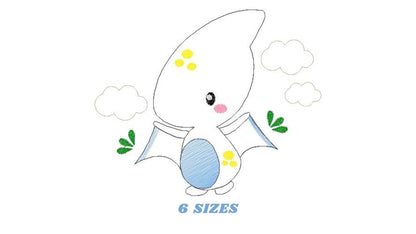 Dinosaur embroidery designs - Dino embroidery design machine embroidery pattern - instant download - Baby boy embroidery file pterodactyl - Marcia Embroidery