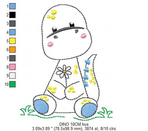 Dinosaur embroidery designs - Dino embroidery design machine embroidery pattern - instant download - Baby boy embroidery file brontosaurus Marcia Embroidery