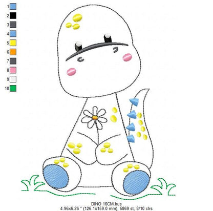 Dinosaur embroidery designs - Dino embroidery design machine embroidery pattern - instant download - Baby boy embroidery file brontosaurus Marcia Embroidery