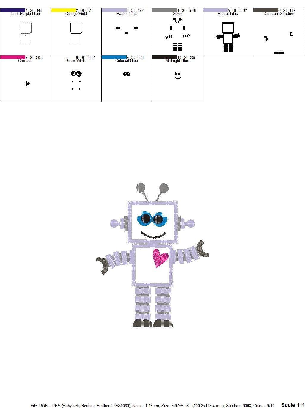 Robot embroidery designs - Happy IA Cyborg machine embroidery pattern - Baby boy file - Robot applique design - Instant digital download pes