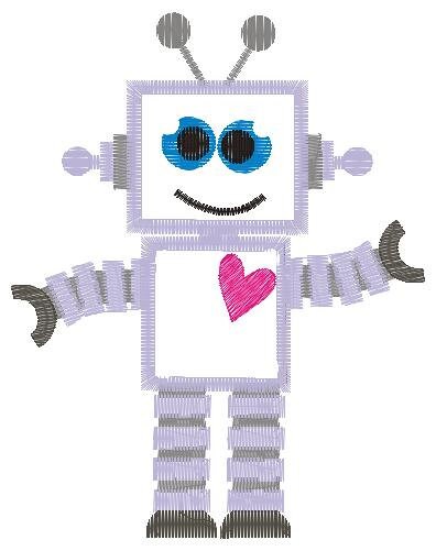 Robot embroidery designs - Happy IA Cyborg machine embroidery pattern - Baby boy file - Robot applique design - Instant digital download pes