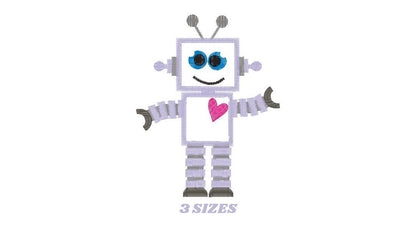Robot embroidery designs - Happy IA Cyborg machine embroidery pattern - Baby boy file - Robot applique design - Instant digital download pes