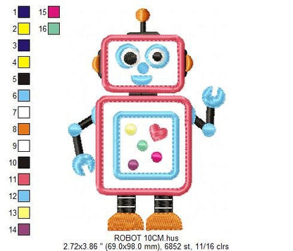 Robot embroidery designs - Cyborg embroidery design machine embroidery pattern - baby boy embroidery file - Kid embroidery robot design Marcia Embroidery