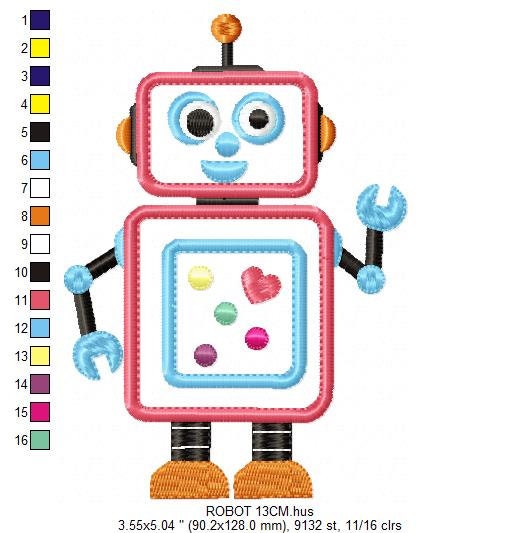 Robot embroidery designs - Cyborg embroidery design machine embroidery pattern - baby boy embroidery file - Kid embroidery robot design Marcia Embroidery