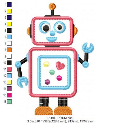 Robot embroidery designs - Cyborg embroidery design machine embroidery pattern - baby boy embroidery file - Kid embroidery robot design Marcia Embroidery