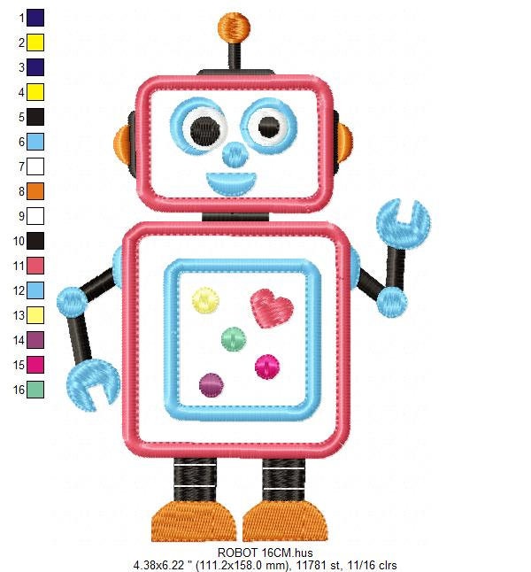 Robot embroidery designs - Cyborg embroidery design machine embroidery pattern - baby boy embroidery file - Kid embroidery robot design Marcia Embroidery