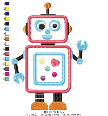 Robot embroidery designs - Cyborg embroidery design machine embroidery pattern - baby boy embroidery file - Kid embroidery robot design