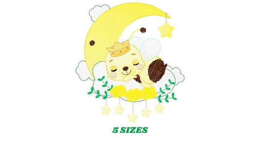 Bee embroidery design - Sleeping Bee embroidery designs machine embroidery pattern - Honey bee embroidery file - Save the bees download pes Marcia Embroidery
