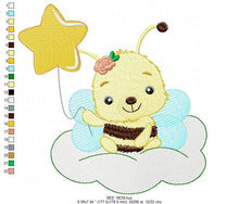 Cargar imagen en el visor de la galería, Bee embroidery design - Bees embroidery designs machine embroidery pattern - baby girl embroidery file - honey bee design instant download
