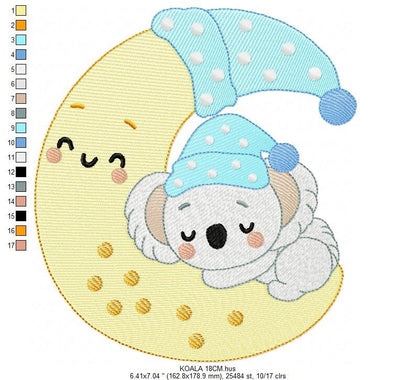 Koala embroidery design - Baby boy embroidery designs machine embroidery pattern - Moon embroidery file - blanket pillow towel download pes - Marcia Embroidery