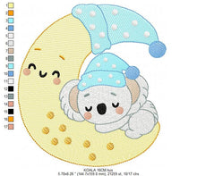 Load image into Gallery viewer, Koala embroidery design - Baby boy embroidery designs machine embroidery pattern - Moon embroidery file - blanket pillow towel download pes
